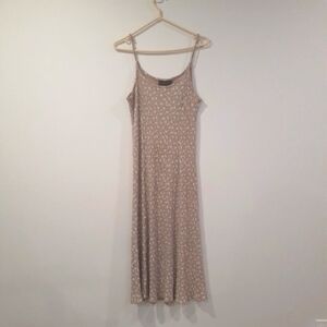 Retro Y2K Taupe and Floral Coastal Midi Slip Dress